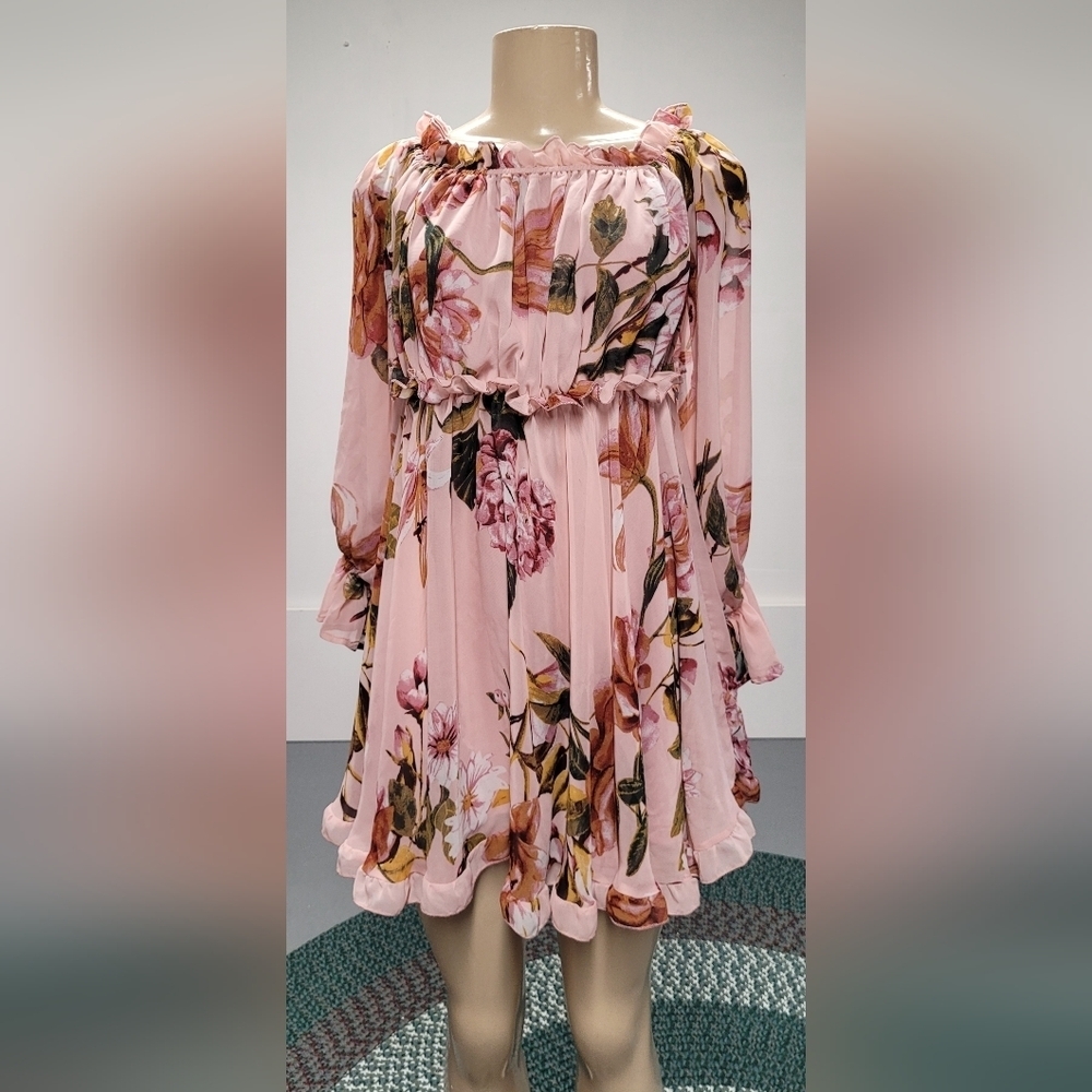 Fashion Nova L Pink Floral Dress